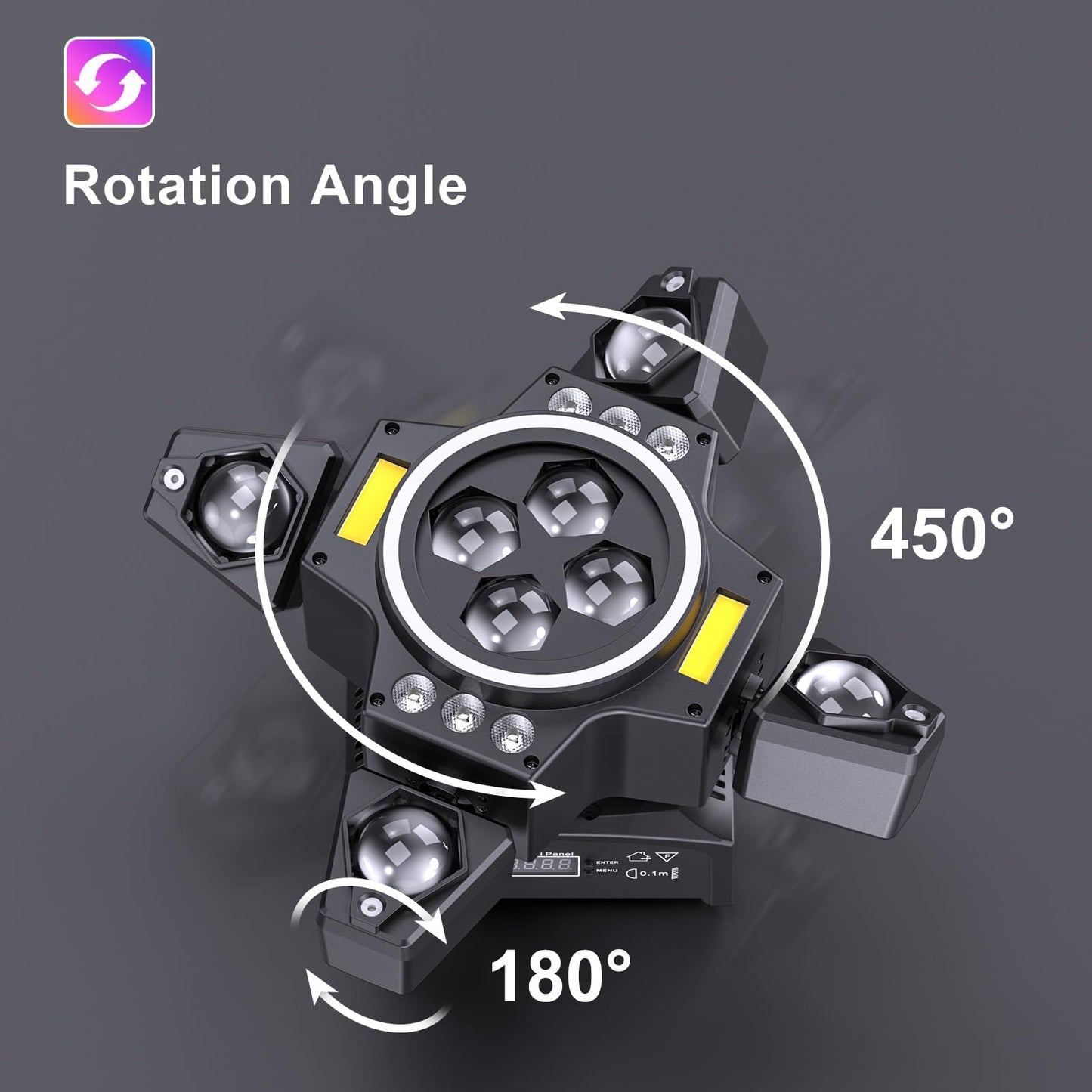 120W Stage Moving Head Light,4 Arms RGBW 4-in-1 Stage Lighting Beam/Wash/Red Green Starry Sky Golden Strobe RGB Halo Effect Light,Sound-Active/DMX/Remote Control for Party Club Stage Show