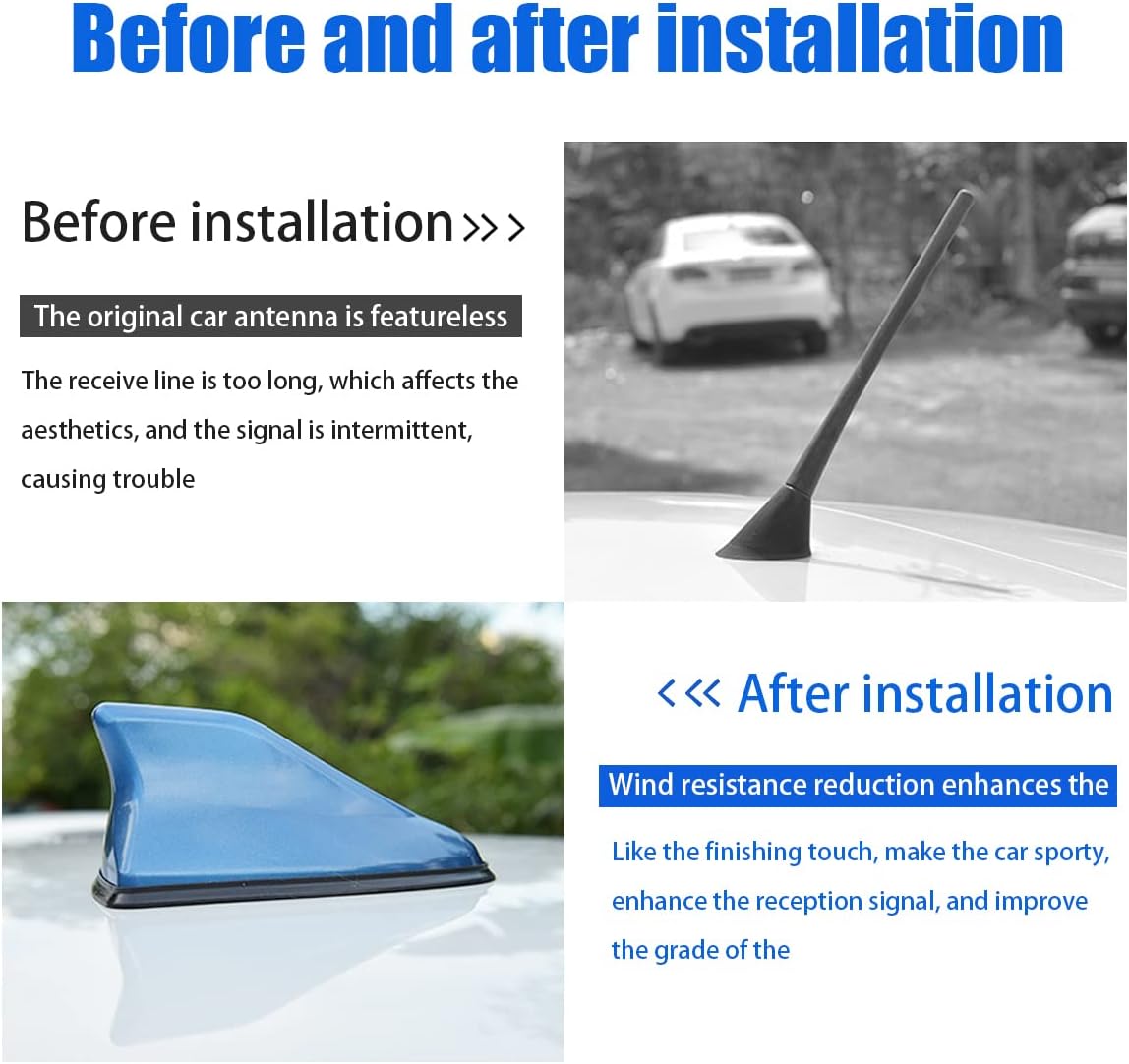 BELOMI Car Shark Fin Antenna Cover, Roof Aerial Base AM/FM Radio Signal for Car SUV Truck, Vehicle Shark Fin Shape