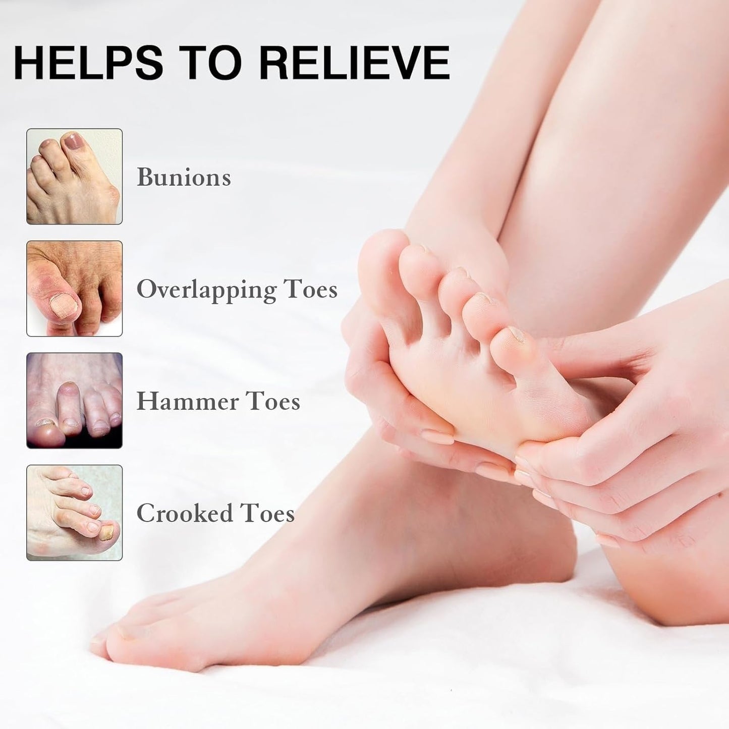 sundpik 2PCS Toe Spacers for Women and Men, Toe Separators for Pedicure, Bunion Corrector, Hammer Toe Straightener, Plantar Fasciitis, Toe Spreaders for Foot Pain Relief and Foot Health.