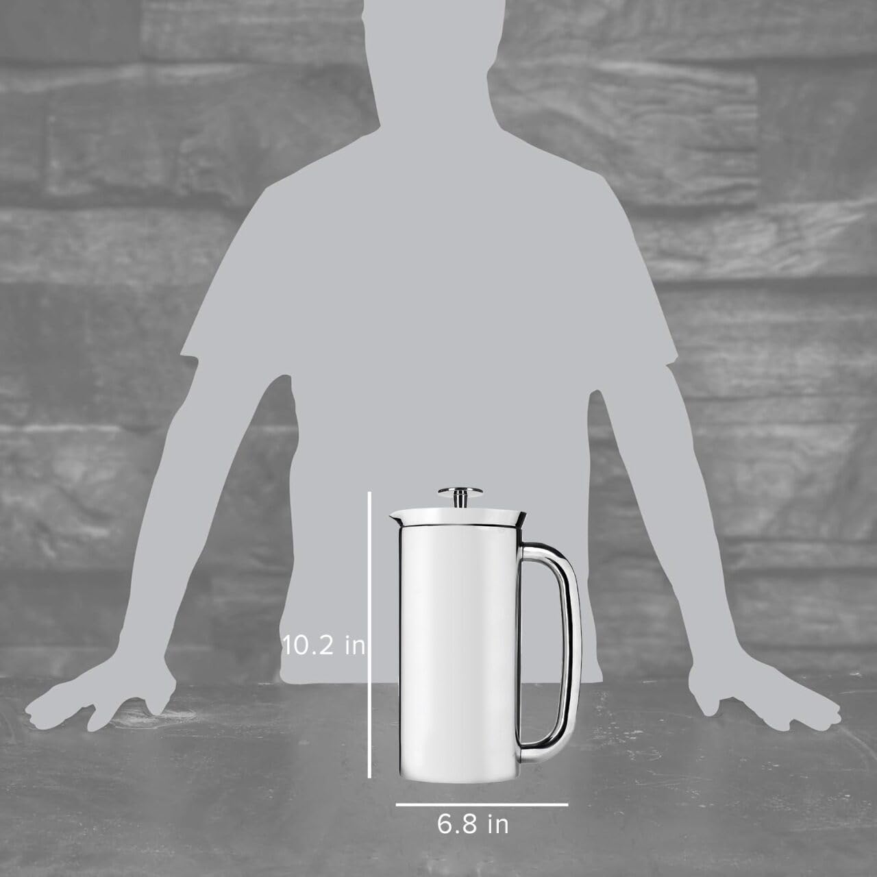 ESPRO Pro P7 French Press Stainless Steel 304 - Patented Double Micro-Filter for Grit-Free Coffee, Double Wall Insulated Coffee Maker, Plastic-Free & Heat Resistant - Polished 32oz