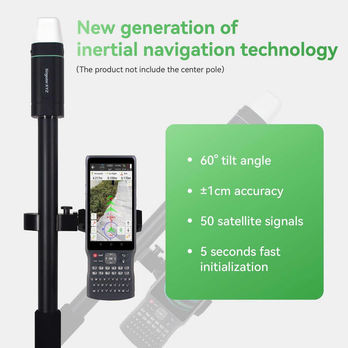 RTK GNSS Survey Equipment with Network RTK Rover, Handheld Controller and Survey Software, GNSS RTK GPS with 60° Tilt and Built-in IMU, for Construction and Geodetic or Land Survey Layout Planning