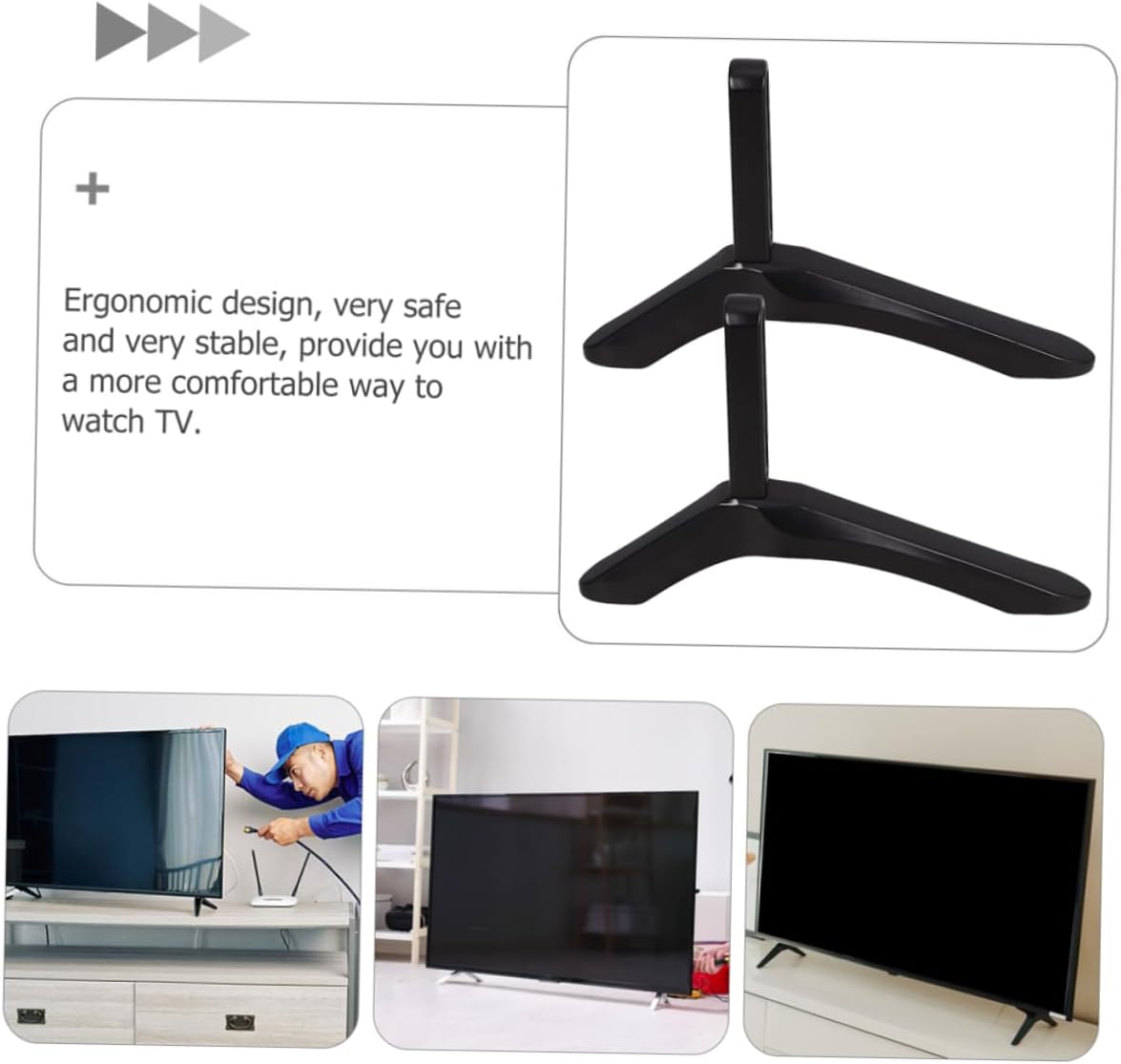 Garneck 1pair Heavy Duty No-Drill Tv Stand Mount Stable Base Height for Living Room Bedroom and Hotel Tv Tabletop