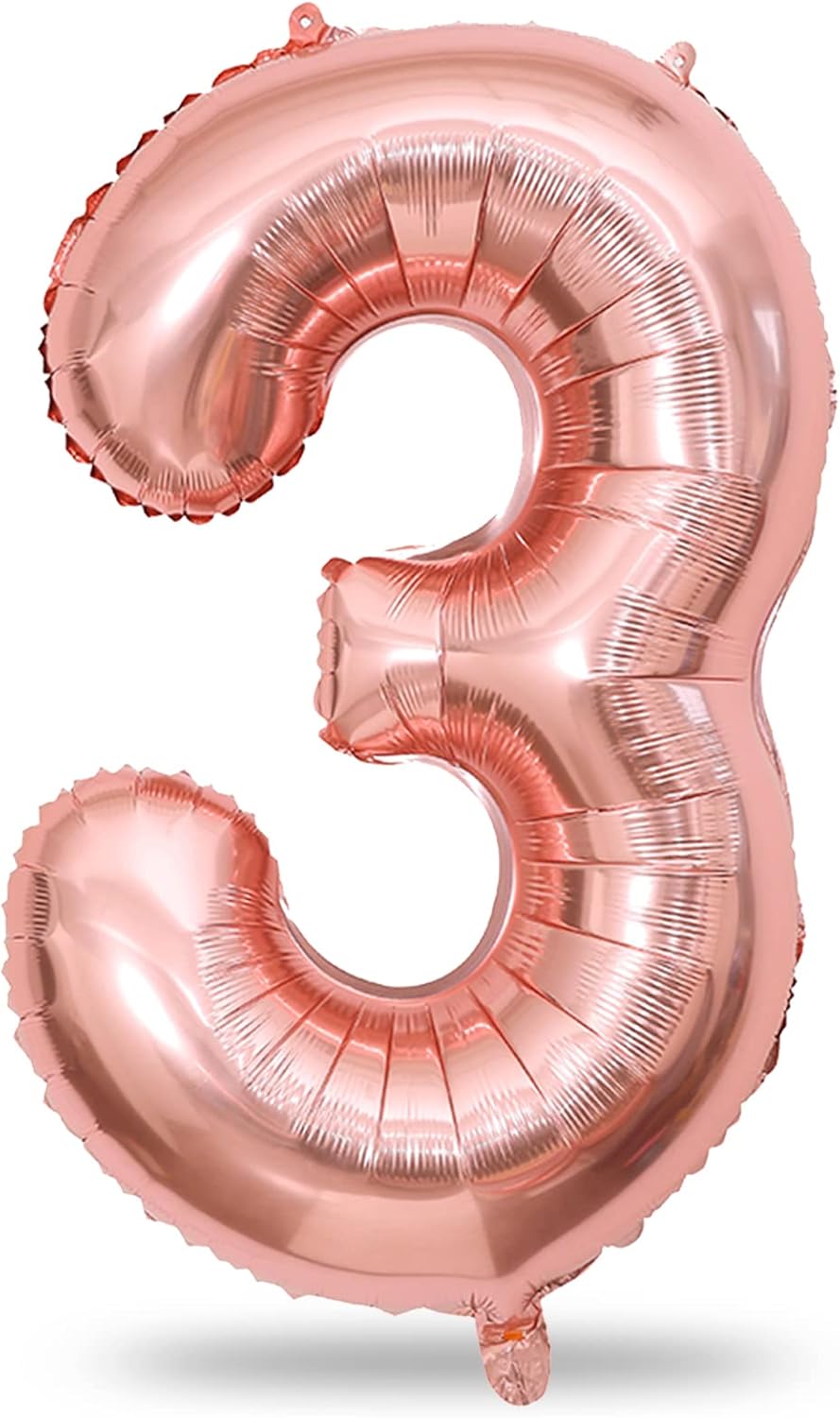 Rose Gold Number 3 Balloon - 40 Inch Large Foil Mylar Helium Balloon for Birthday & Celebration Decor