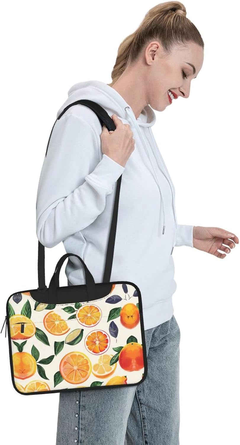 JIPOFD citrus fruit pattern Print Structured Laptop Bag Oxford Cloth Briefcase Padded Shoulder Case with Front Pockets