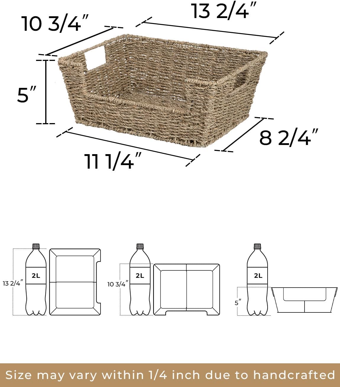 StorageWorks Wicker Storage Basket - Stackable Seagrass Baskets for Pantry Organization | 2-Pack