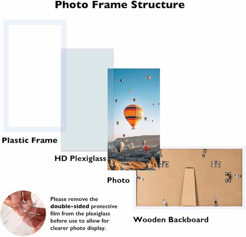JCJMY 4x9 Picture Frame - White Wall Mount & Tabletop Display | Shatter-Resistant Plexiglass