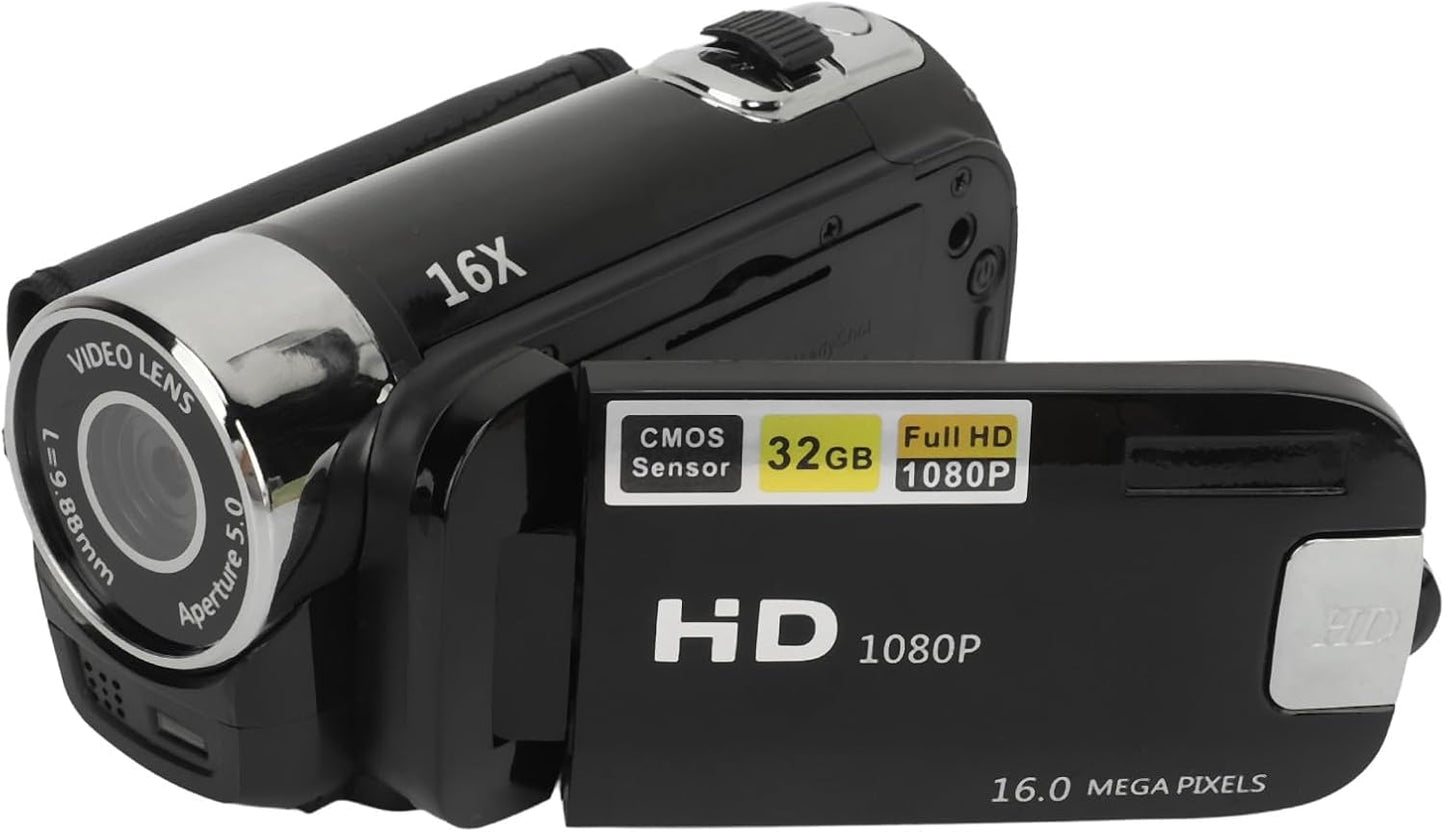 Xiuganpo 1080P 16MP 16X 2.4inch 360 32GB Camcorder, Digital Zoom Vlogging Cam Corder Recorder Video Camera Camcorder