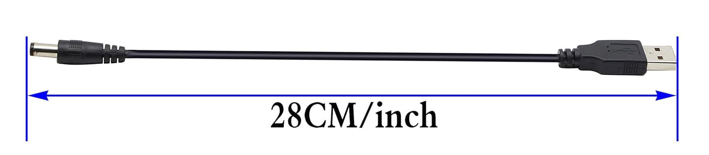 zdyCGTime 2.0 5.5x2.1mm 5 (28CM/11inch, 5.5x2.1mm)(2packs) USB A Male to DC Male Adapter Cable Volt DC Barrel Power