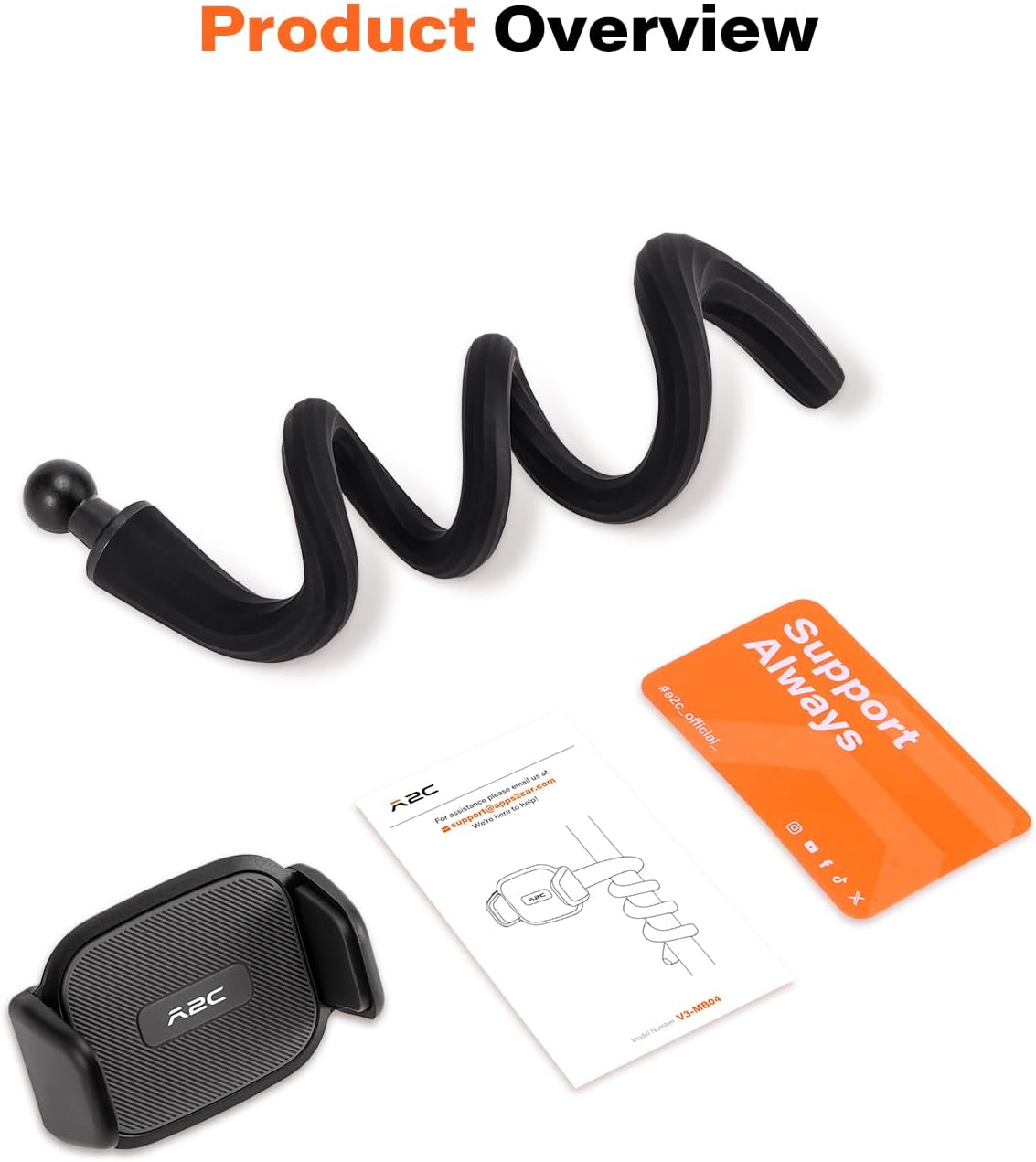 A2C 16.5 4.7-6.9" Flexible Phone Holder for Treadmill, Peloton, Stroller, Shopping Cart, Desk, Portable Gooseneck Long