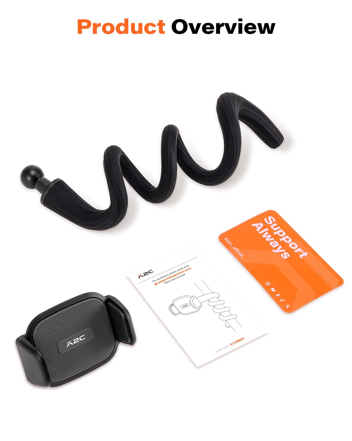 A2C Flexible Phone Holder for Treadmill, Peloton, Stroller, Shopping Cart, Desk, Gooseneck Long Arm Phone Mount for 4.7”-6.9" Smartphones, Portable Gym Accessories Phone Holder, Gift for Men Women