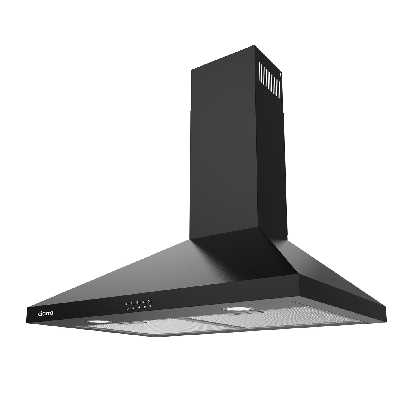 CIARRA Black Wall Mount Range Hood 30 inch 550 CFM Stove Vent Hood with 2 LED Light for Kitchen, 3 Speed Fan, Ducted & Ductless Mode, Push Button, Easy to Install, CAB75206P-N