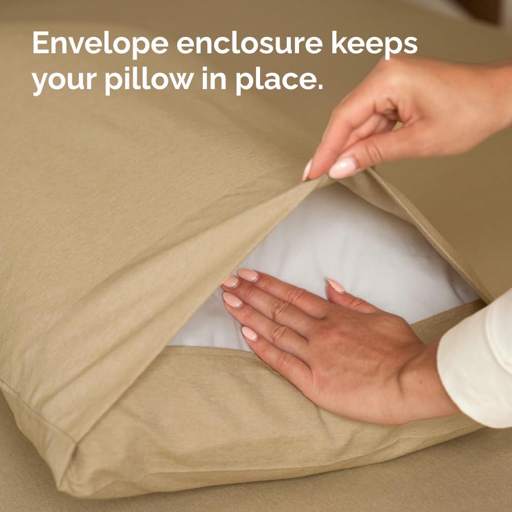 Skiennix Body Pillowcases Set of 2 | Soft 20x54 Long Pillow Covers for Side Sleepers - Wrinkle & Fade Resistant, Machine Washable in Heathered Tan