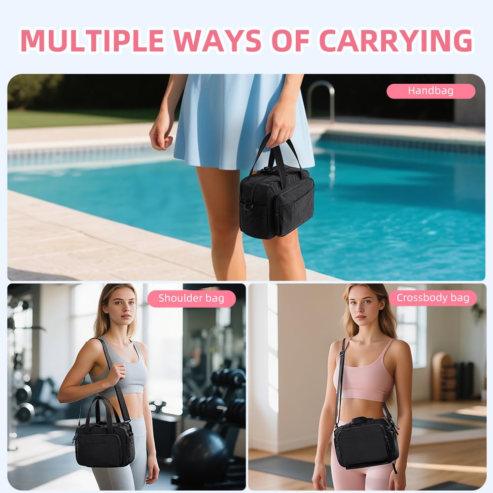 Geelraqaly mini gym bag for women, travel duffel bag with wet pockets and Shoe Compartment,Lightweight carry on weekender duffel, water resistant,for sports,yoga,dance,pink