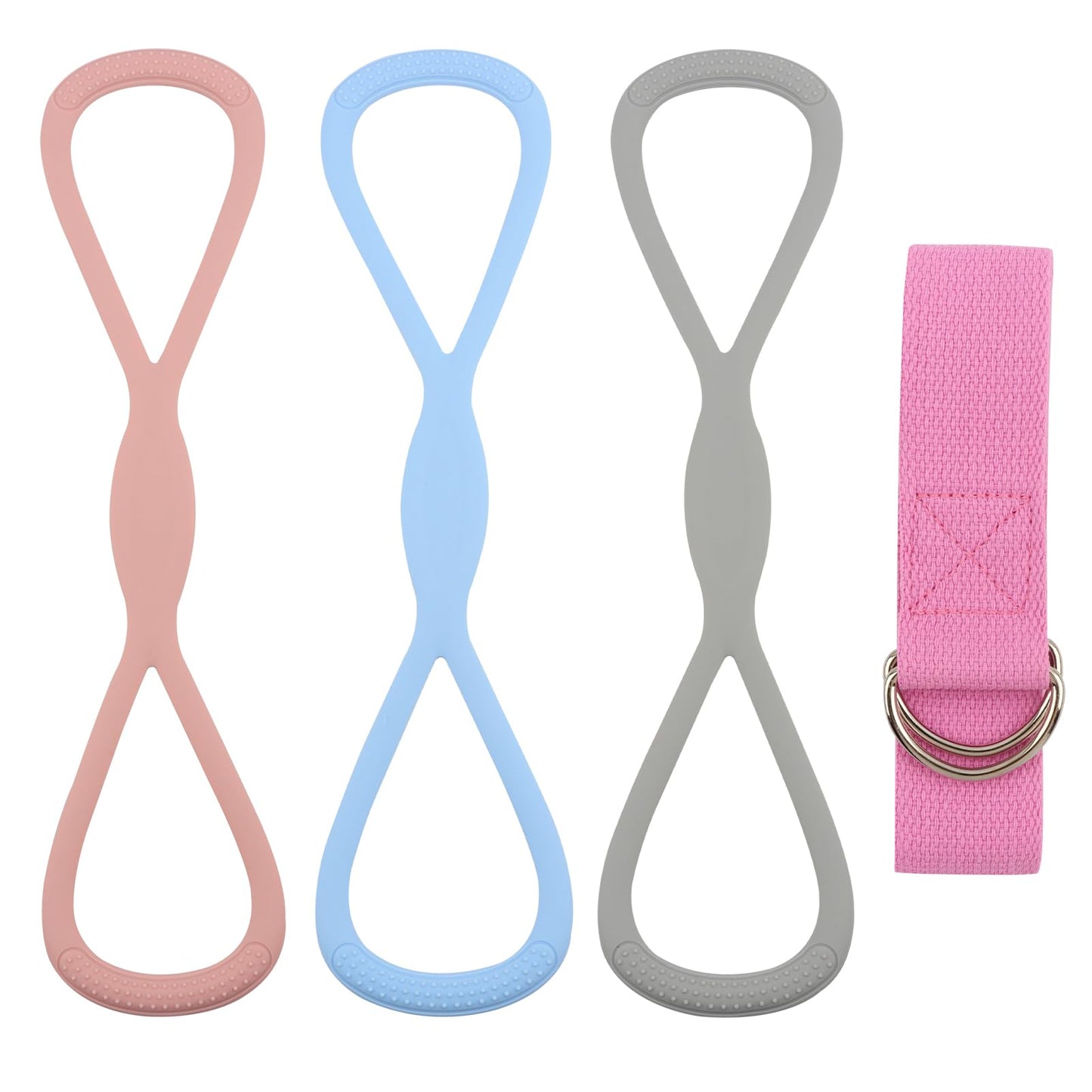 Figure 8 Resistance Bands Set of 3 (15/25/35lb),Silicone Exercise Bands with Handles for Women Men, Workout Bands for Shoulder, Posture Correction, Home Gym Yoga Exercise Equipment