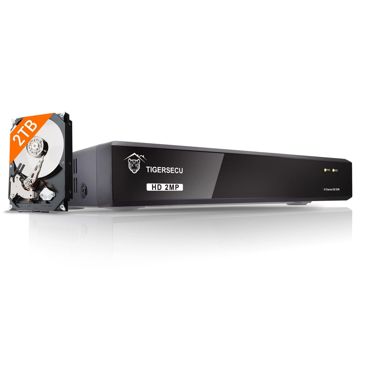 TIGERSECU Super HD 1080P 8 Channel DVR Security Recorder with 2TB Hard Drive, Hybrid 6-in-1 CCTV DVR Recorder Compatible with 2MP and 5MP TVI, AHD, CVI, CVBS, RS485 PTZ and IP Security Cameras