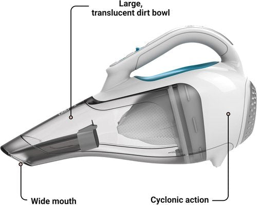 BLACK+DECKER Cordless Handheld Vacuum - Powerful Suction for Car & Home | Rechargeable, Wide Mouth Design