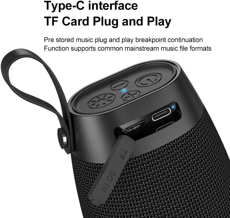 thl 360 5.3, IPX5 6H Portable Bluetooth Speaker with Music Rhythm Lights, Bluetooth Waterproof, Playtime, TF