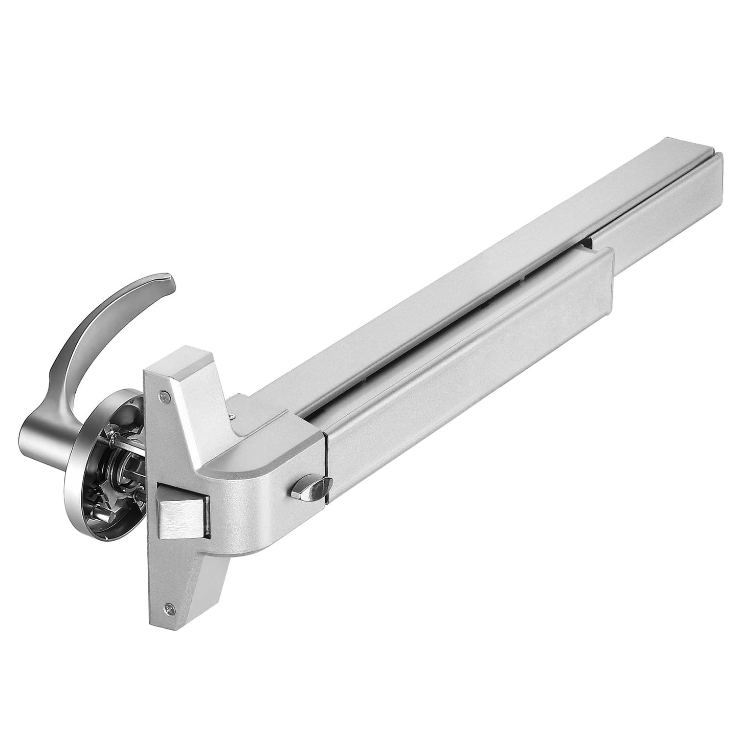 Commercial Door Push Bar Panic Exit Device with Exterior Lever - 31.5”/80cm Stainless Steel Panic Bars for Exit Doors, Emergency Exit Panic Door Hardware for 32”-48” Wood Metal Door, Silver