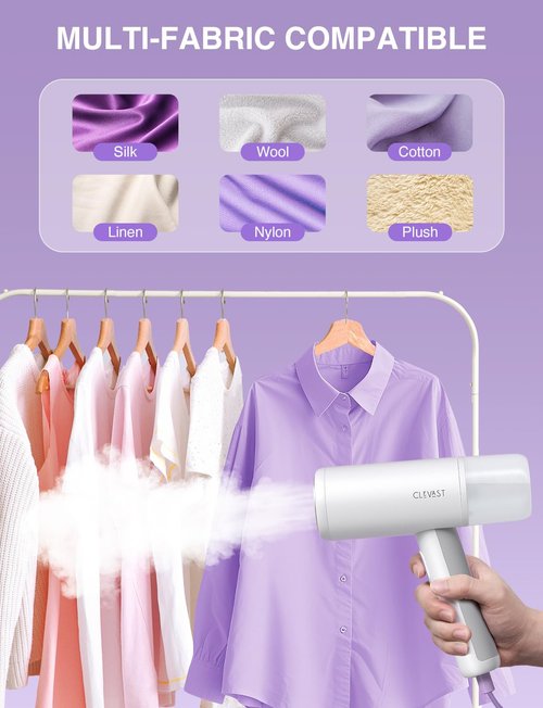CLEVAST Steamer for Clothes - Portable Garment Steamer for Clothing, Handheld and Foldable Travel Size Wrinkle Remover, 30-Second Fast Heat Up, Powerful Steam Output, 120V Only