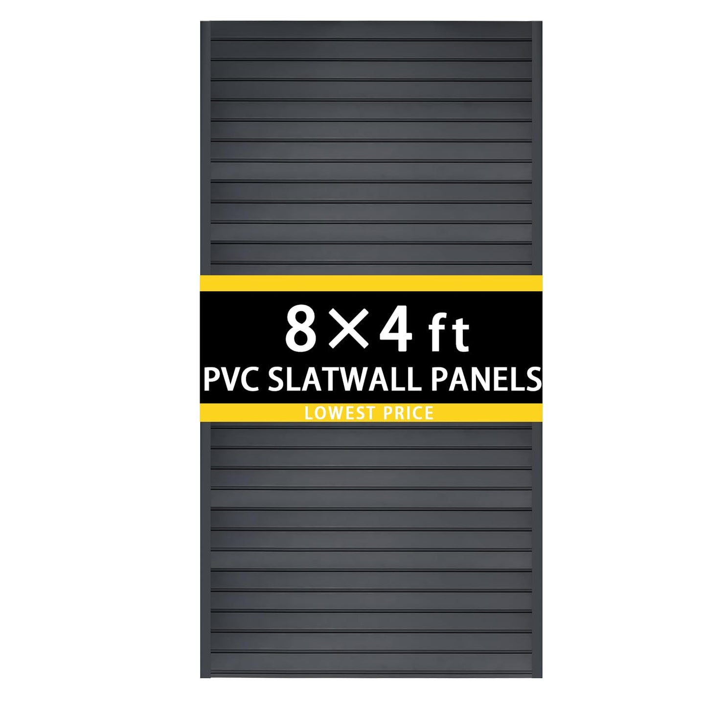 HUZJIEHUI 4'H x 4'W PVC Slatwall Panels Garage Wall Storage System, White Slat Wall Paneling Garage Organizers (Graphite, 8x4)