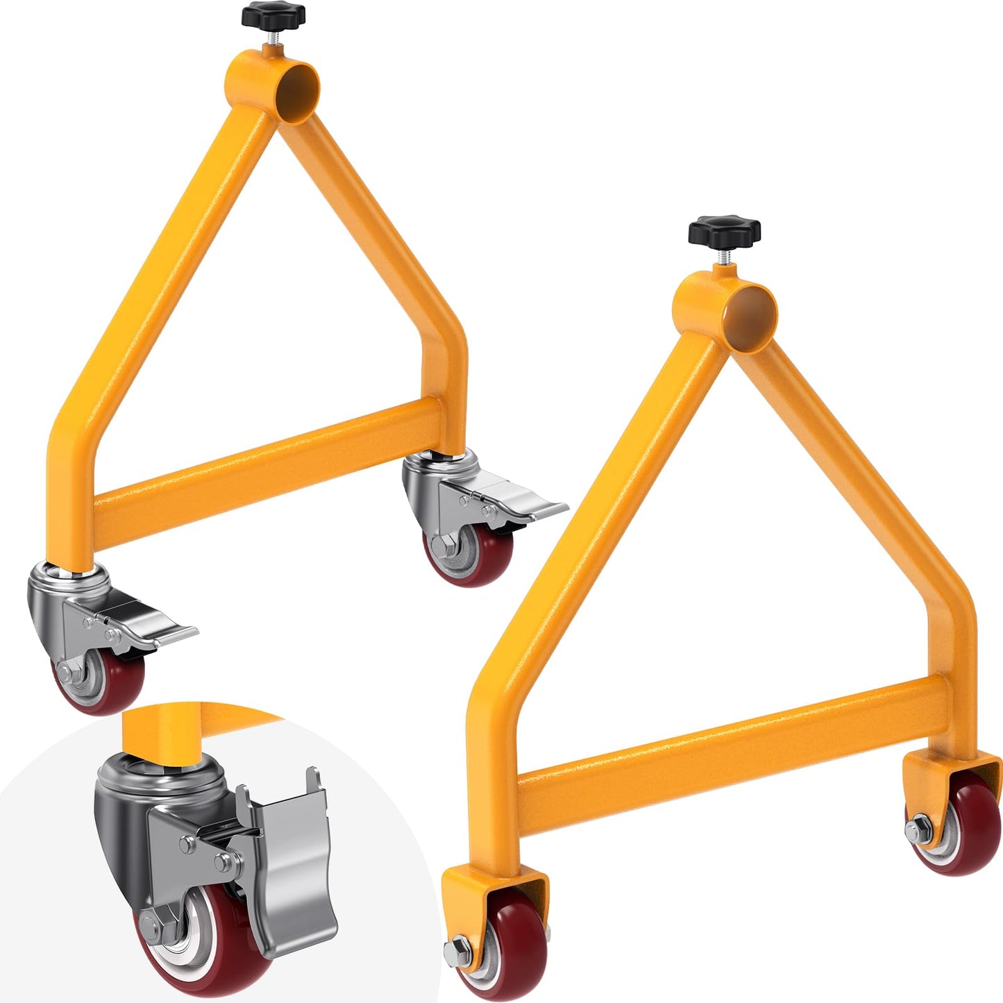 Insaga Wire Spool Rack & Holder, 220LB Capacity Cable Caddy with 4 Locking Swivel Casters, Yellow Powder Coated Steel Wire Spool Holder for Workshop, Garage, Up to 28'' in Diameter (No Rod)