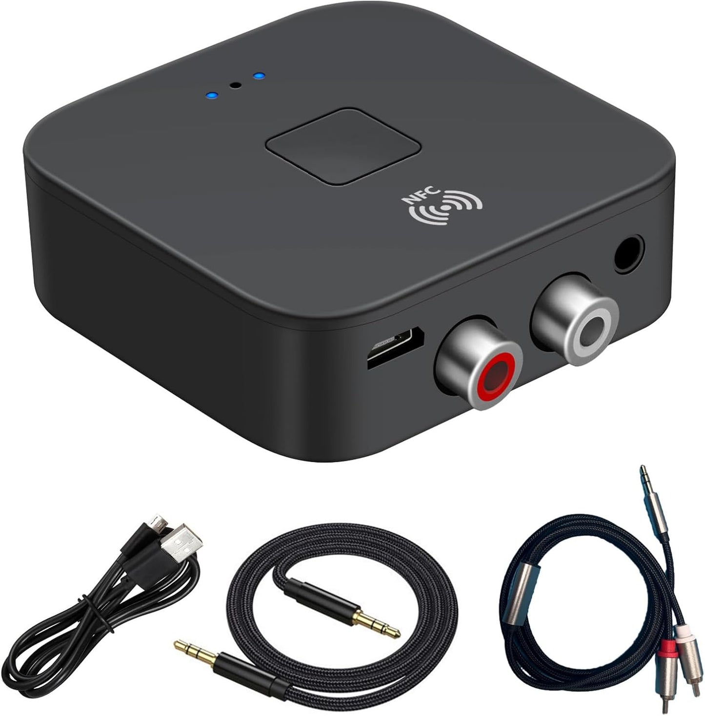 Szyafei 5.0 3.5mm Bluetooth Receiver & Adapter, NFC, AUX/RCA Output to Speaker, Amplifier, Car Audio, Headphone, Home