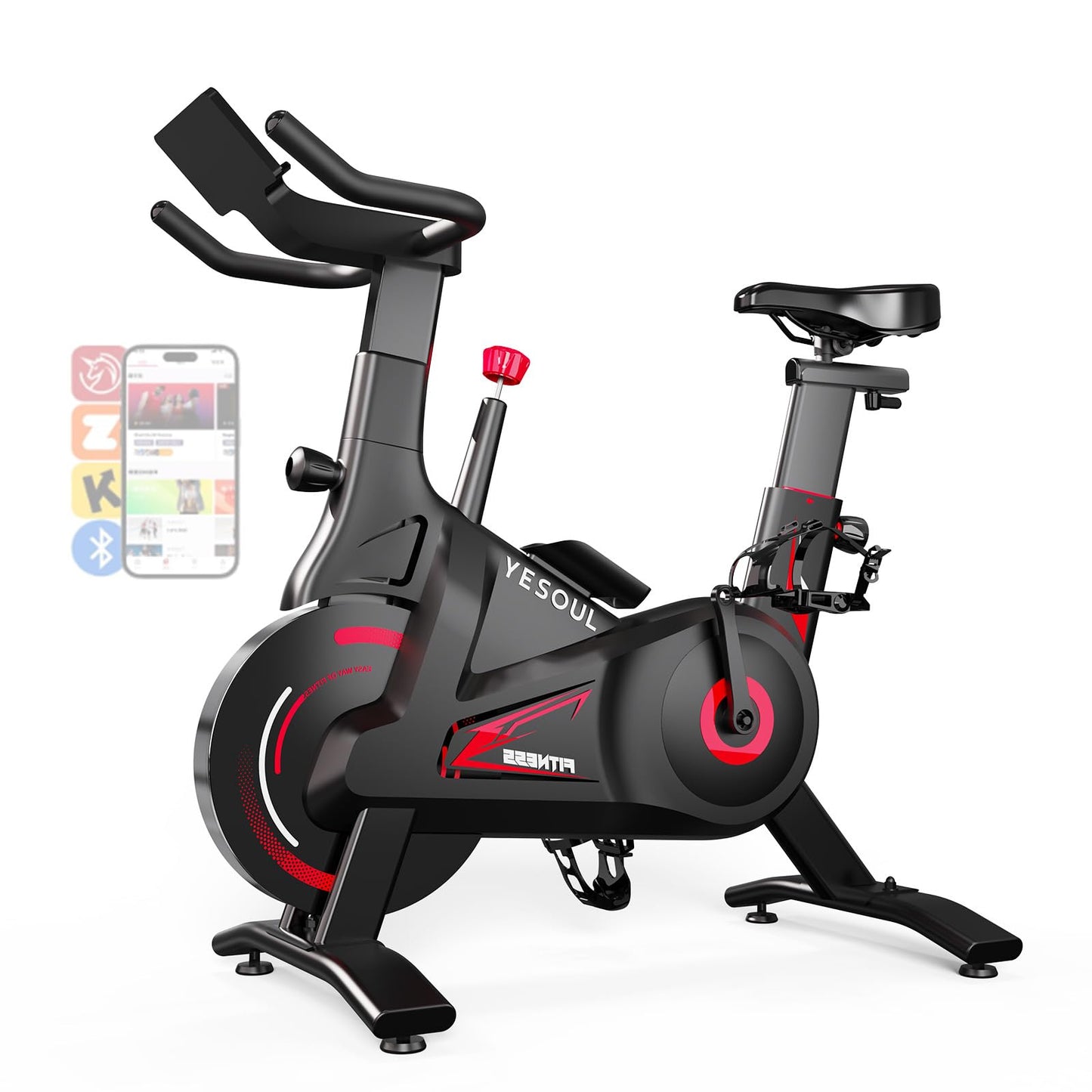 YESOUL Exercise Bike for Home – Silent Magnetic Resistance Stationary Bike with Stable Triangle Frame, 300 lbs Capacity, Dual-Stage Drive & Alloy Flywheel, Smart App with Scenic Routes & Live Classes