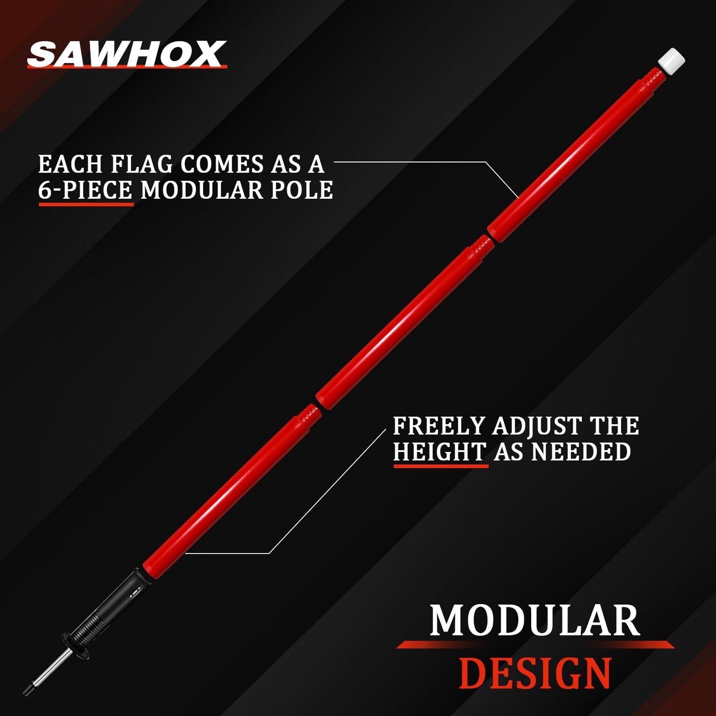 SAWHOX Soccer Corner Flags Set with Carry Bag, Red Corner Flags for Soccer Fields, 60" Reinforced ABS Poles for Match Training & Agility Drills (4 Pack)