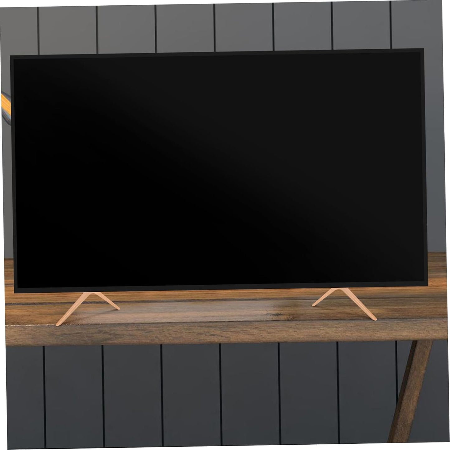Vaguelly 5mm-22mm Universal Flat Screen Tv Stand Base with Dual Hole Mount Rose Metal Support Legs for Tabletop