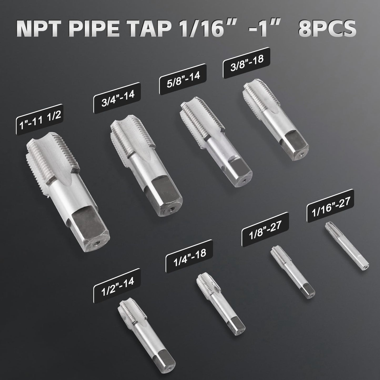 Consfly NPT Pipe Tap and Die Set, Hex Die Set 1/16", 1/8", 1/4", 3/8", 1/2", 3/4" and 1", 15pcs High Speed Steel Taps & Dies with Storage Case