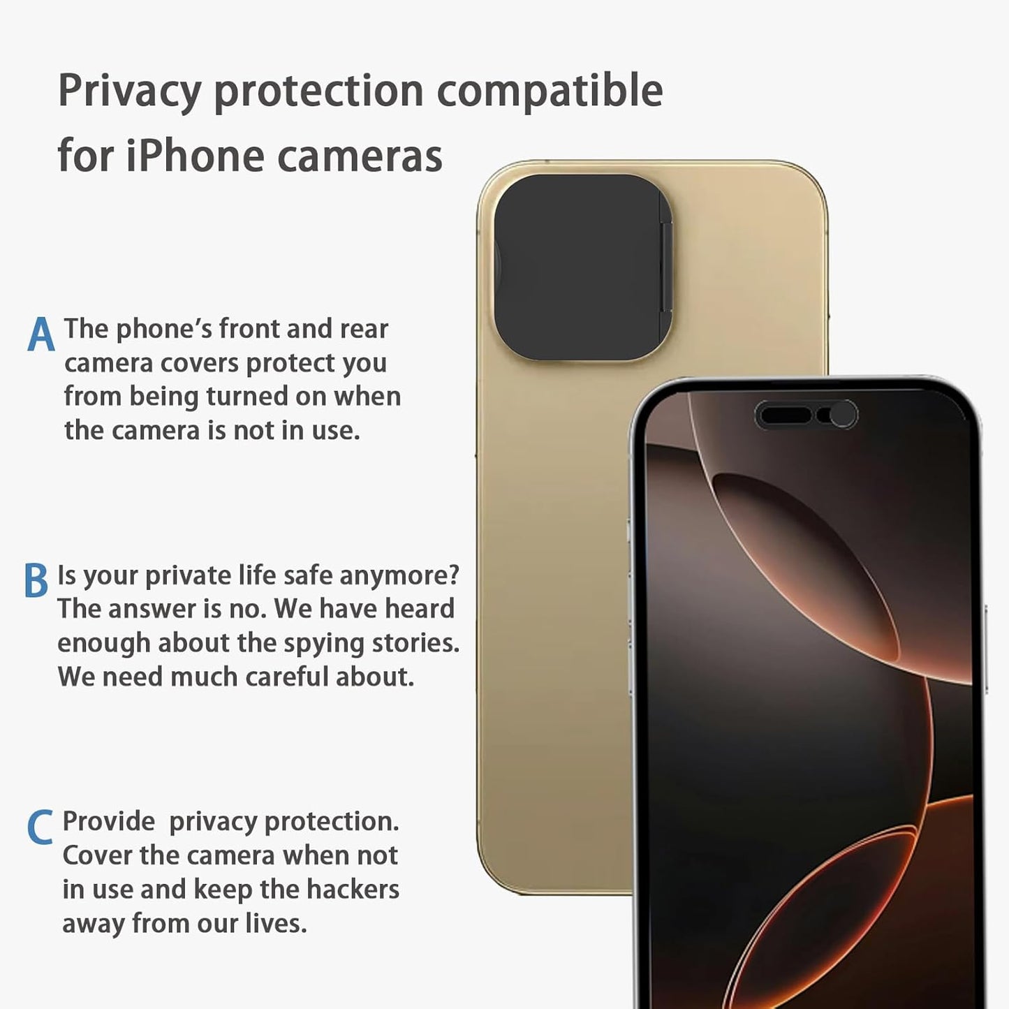 EYSOFT 16 16 Recognition2Pack Privacy Cover Compatible for iPhone Pro/iPhone Pro Max with Front Camera Cover,Protect