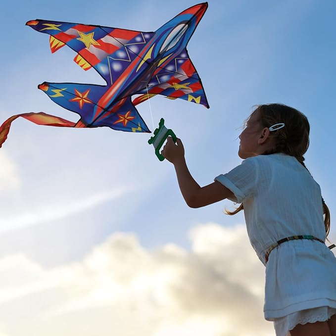 Large Plane Kite for Kids 4-8and Adults Easy to Fly and Assemble for Beginner, Children Kites for Ages 8-12 Professional for Beach and Outdoor Activity