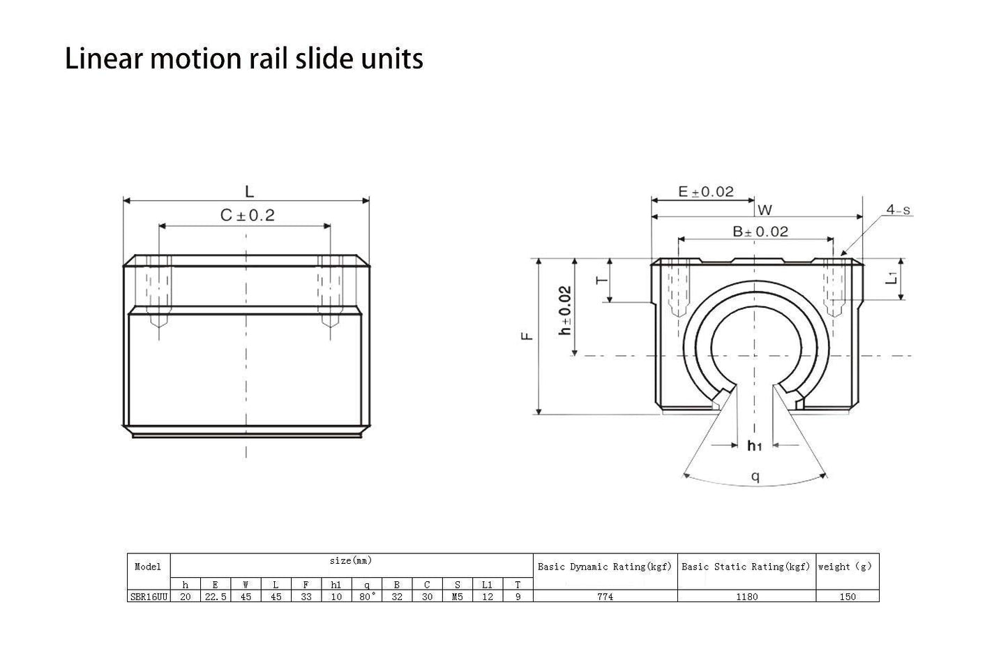 Mssoomm Linear Rail Shaft Guide and Linear Bearing Slide Block, 2Pcs SBR16-39.37 inch / 1000mm Rails +4Pcs SBR16UU Blocks with End Stops to Choose for CNC Router Machine and 3D Printer