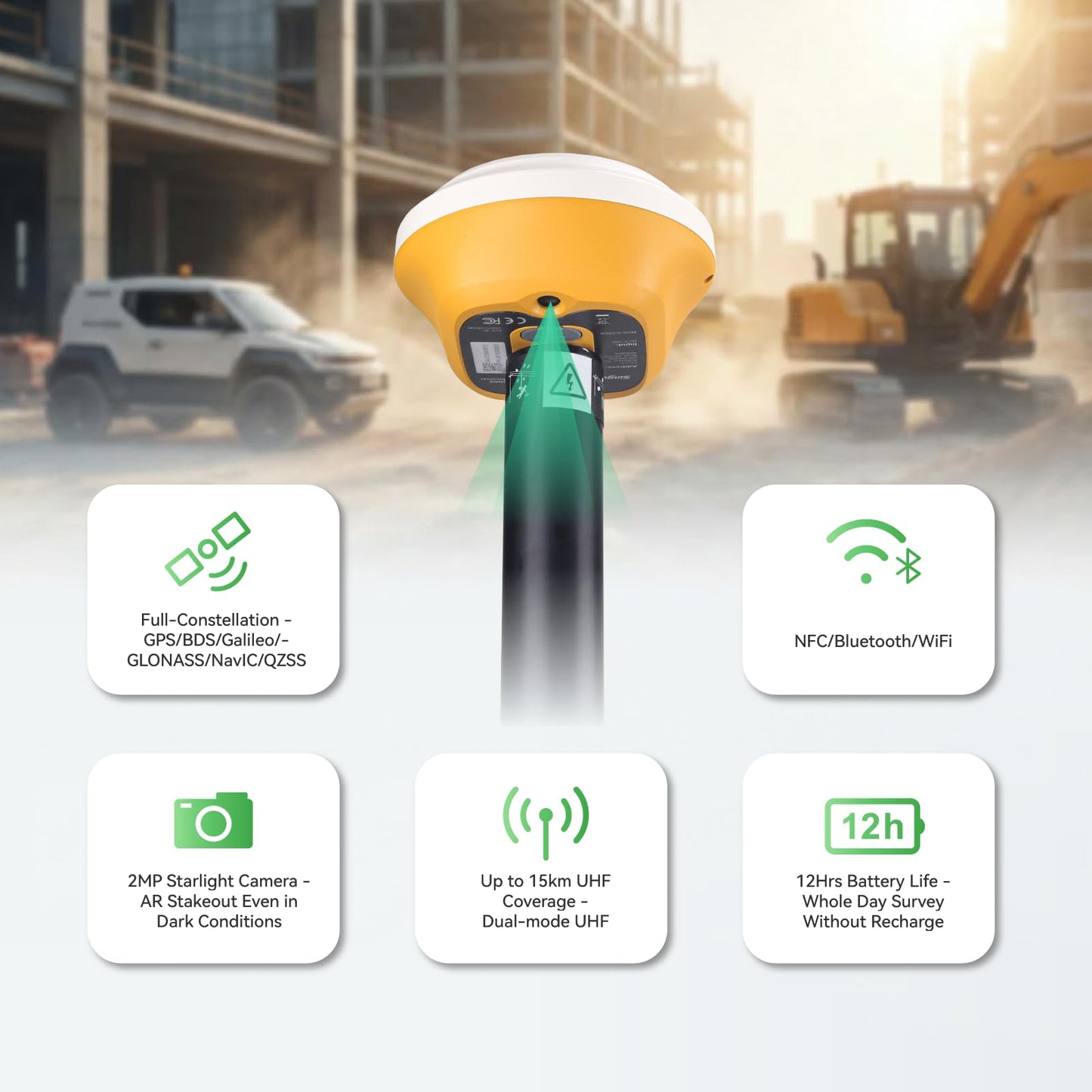 L1-AR GNSS RTK Rover – AR+ GNSS, GPS RTK Handheld Collector with Software & Visual Stakeout, Global Shutter with 2 MP, 2cm Accuracy, 15km UHF, 120° Tilt Survey | Professional Support