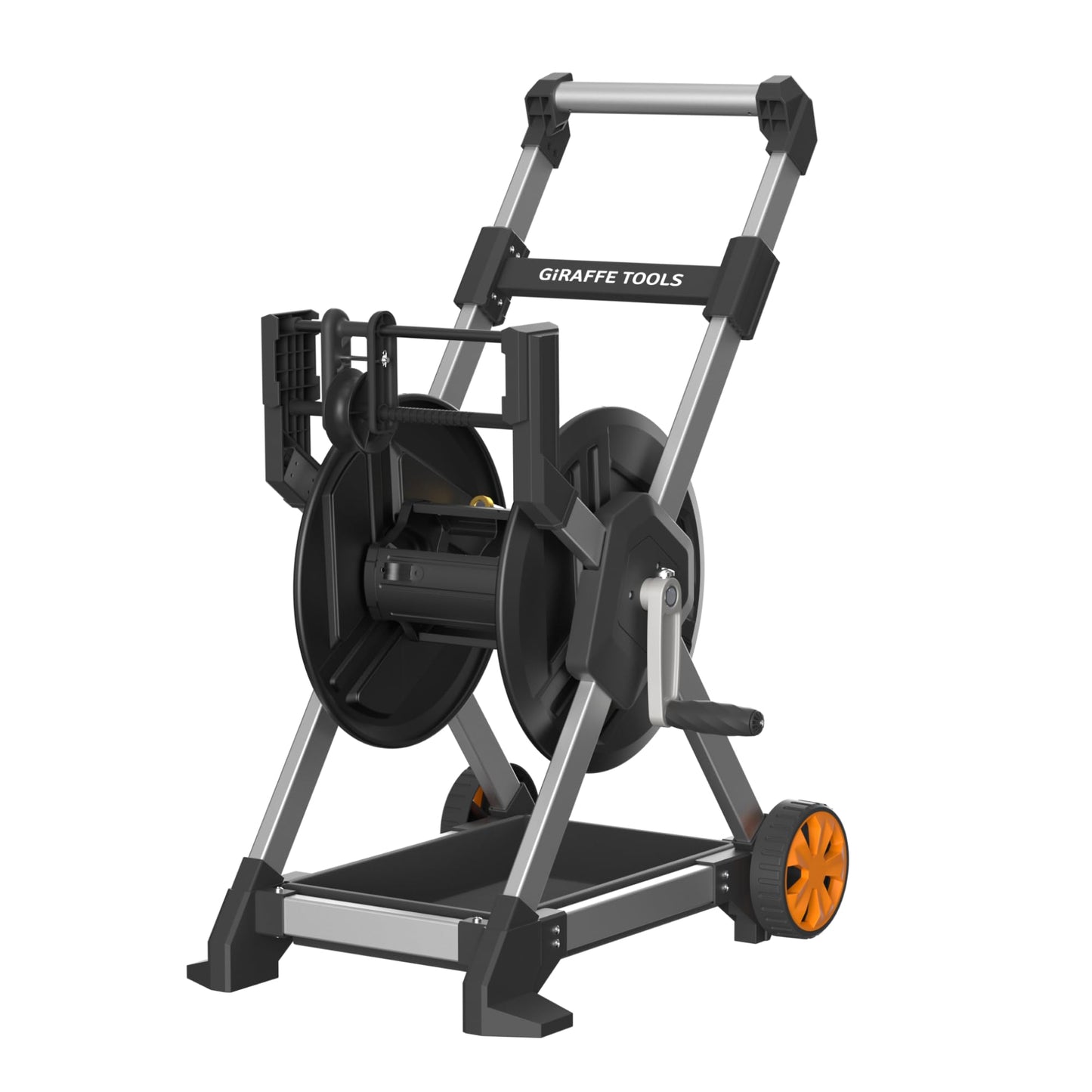 Giraffe Tools Garden Hose Reel Cart, 125FT 5/8" Hose Capacity with Wheels, Heavy Duty Water Hose Reel for Outside, 5ft Leader Hose, Hose Guide Pre-Installed, for Yard Lawn Garage