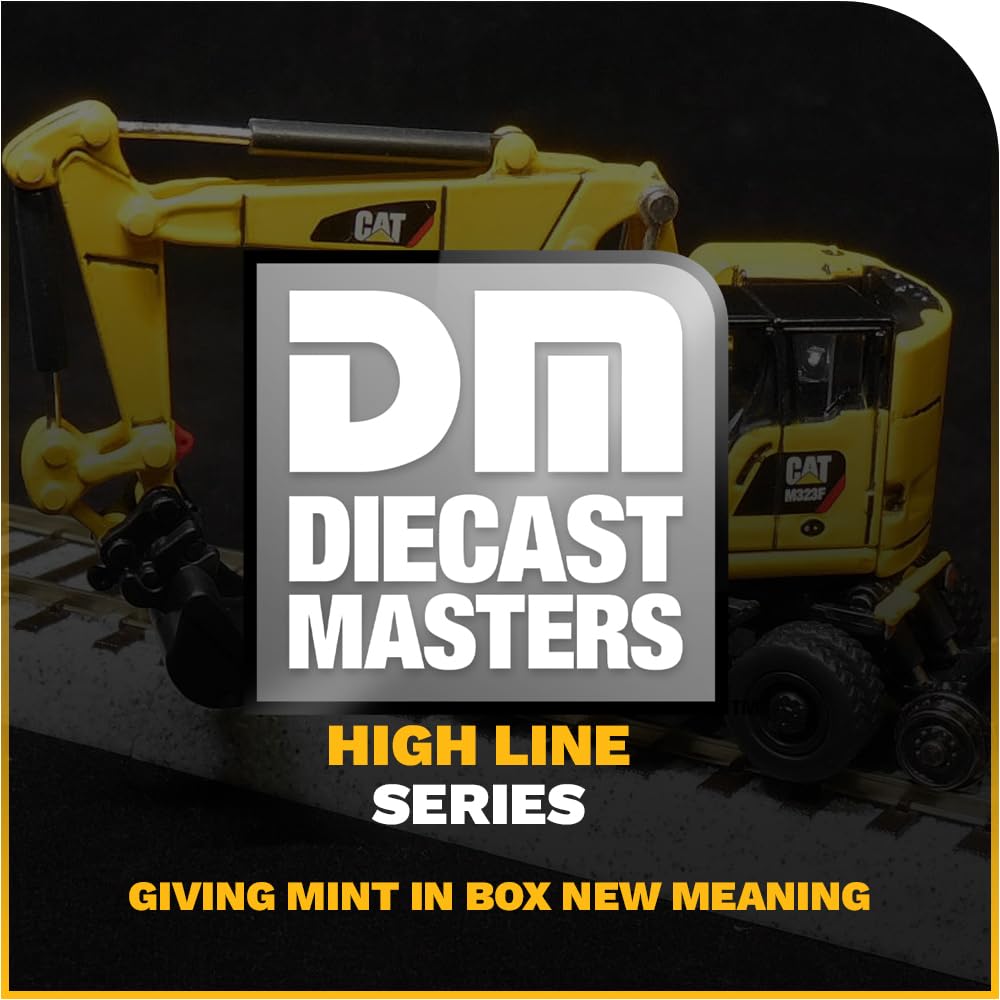 Diecast Masters 1:50 Scale Caterpillar M323F Railroad Wheeled Excavator - Safety Yellow Version | High Line Series Cat Trucks & Construction Equipment Model 85661
