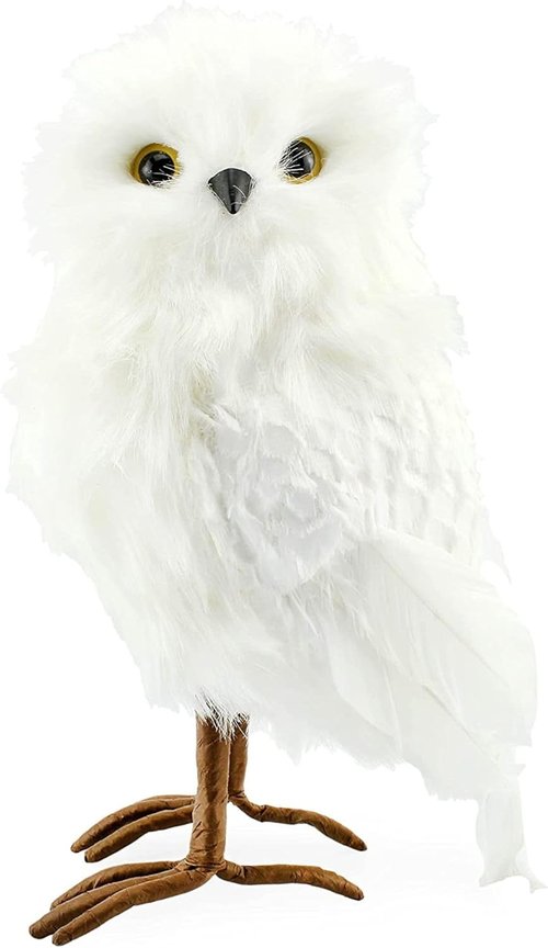Decorae Fake Stuffed Owl Figure - 11-Inch Tall Decorative Bird for Crafts & Holiday Decor