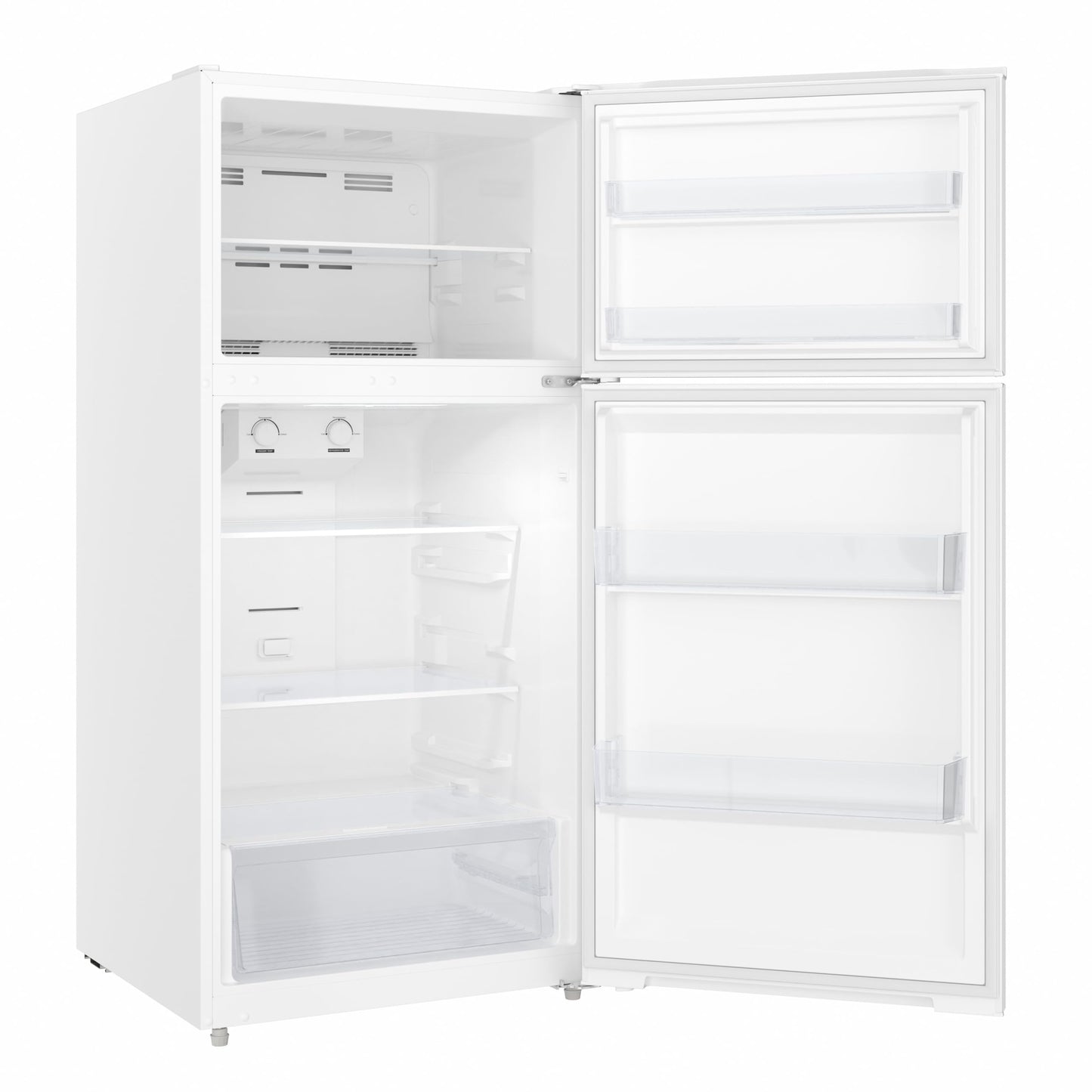 KoolMore 28 Inch 14 Cu Ft Top Freezer Refrigerator, White, Freestanding Full Size Fridge Freezer for Home Kitchen or Garage