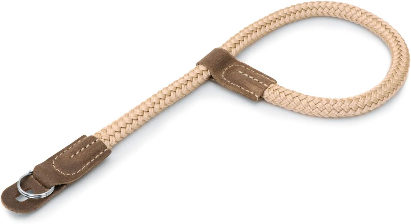 MegaGear Leather & Cotton Camera Wrist Strap - Secure Hand Grip, Adjustable Anti-Drop Hand Strap Compatible with Canon