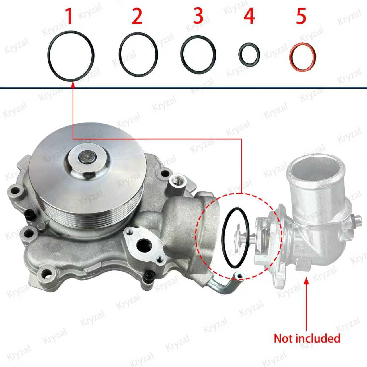 Oryzena Engine Water Pump with Seal Kit Compatible with Ram 1500 Classic DS 2014-2019, For Jeep Grand Cherokee WK2 2014-2019, 3.0L Eco Diesel/turbo V6 Replaces# 68211202AB 68211202AA 43127BH US8161