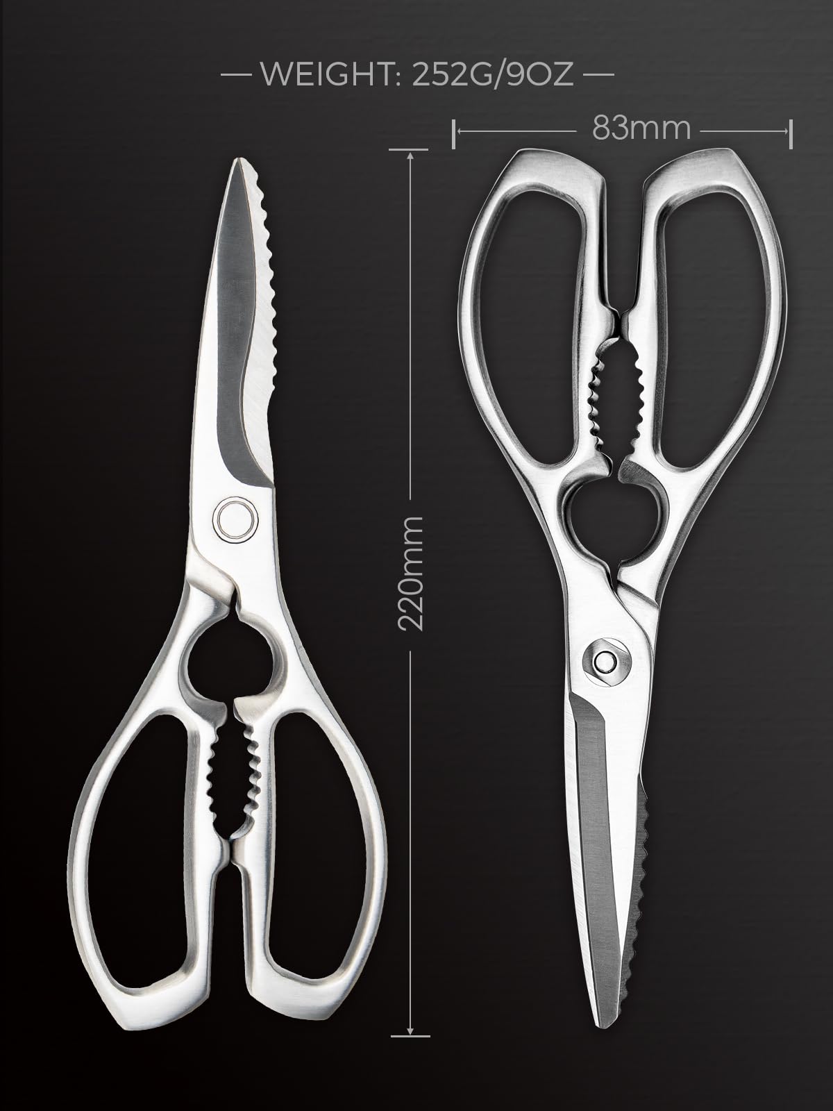 SimCoker Kitchen Scissors, Forged Stainless Steel Heavy Duty Kitchen Shears, Dishwasher Safe Cooking Scissors for Meat, Poultry & Vegetables