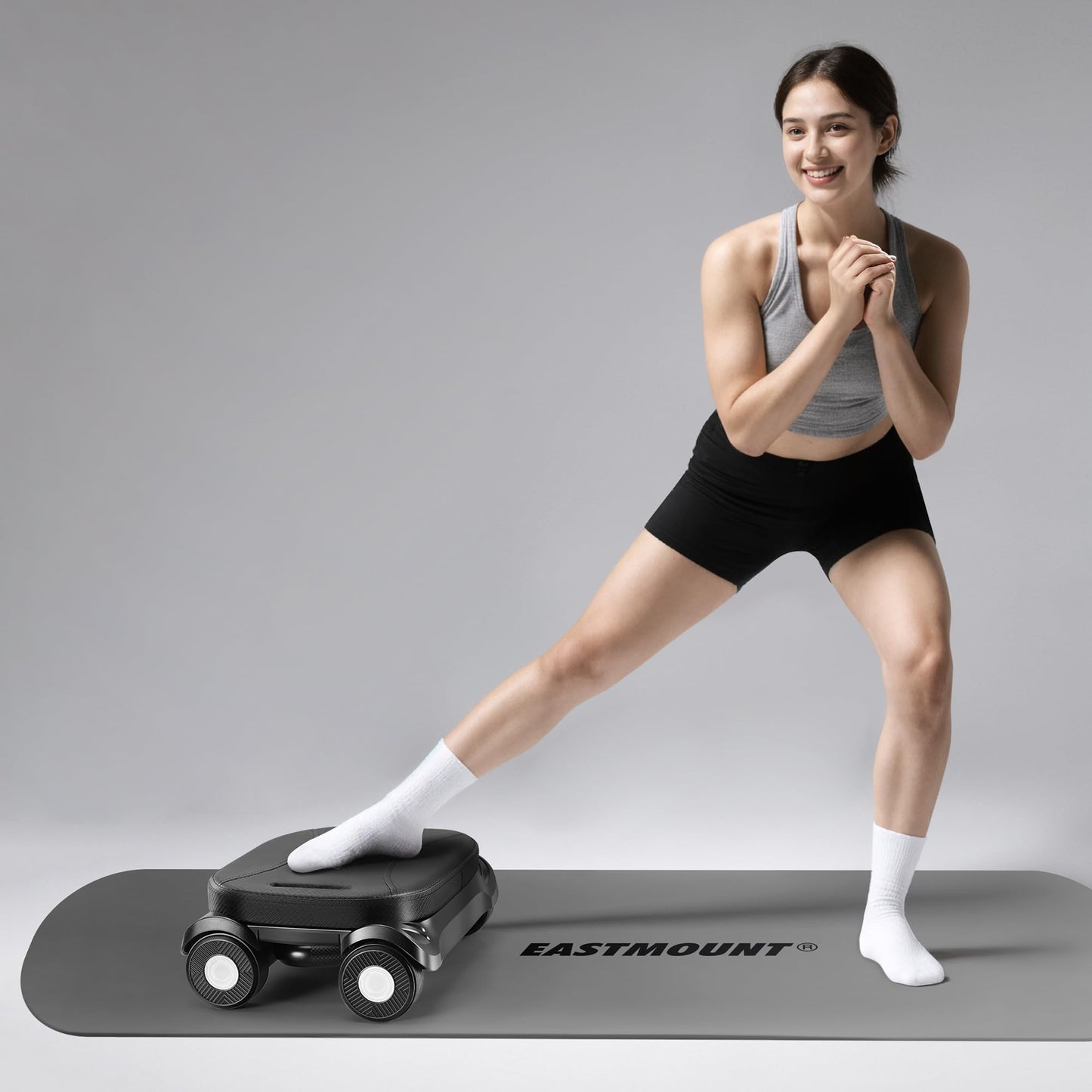 EAST MOUNT Pilates Reformer Board - Pilates Equipment Ab Roller Automatic Rebound Abdominal Wheel Home Workout Equipment for Women Core Workout (Black)