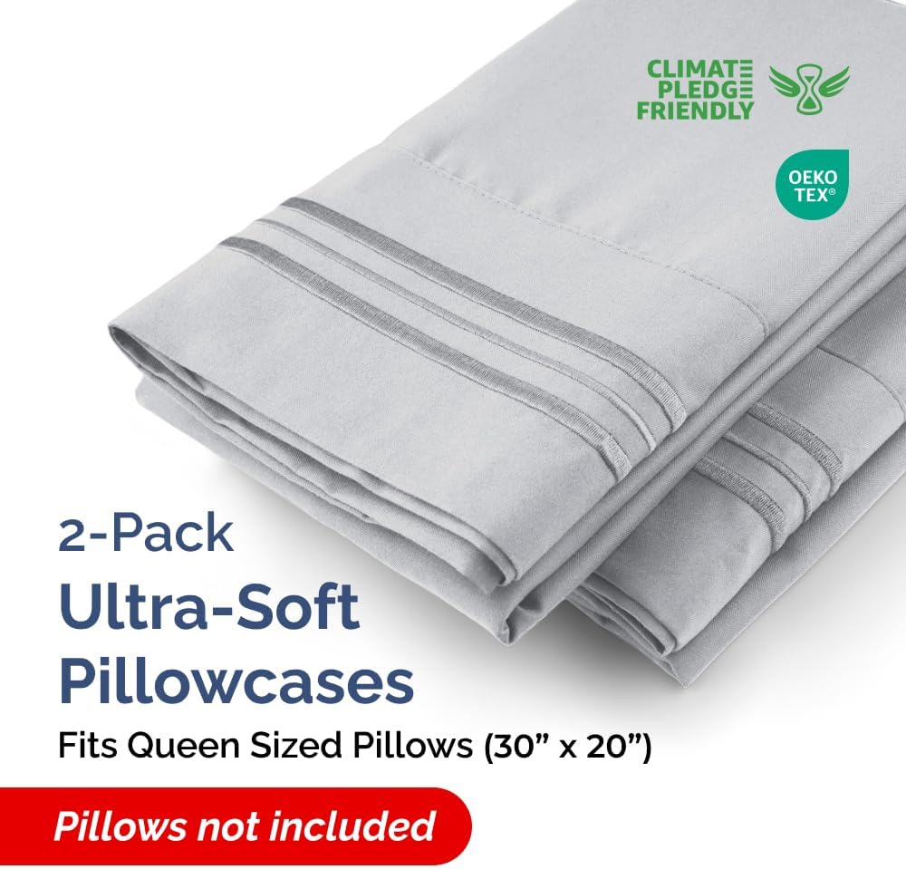 Queen Pillow Cases by [Brand Name] - Ultra Soft Hotel Quality Covers | Wrinkle-Free & Fade Resistant - Steel Blue, Set of 2