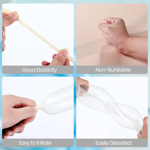 Lenwen 1000 Pcs Long Latex Twisting Balloons - Perfect for Birthday, Wedding & Party Decorations | Clear