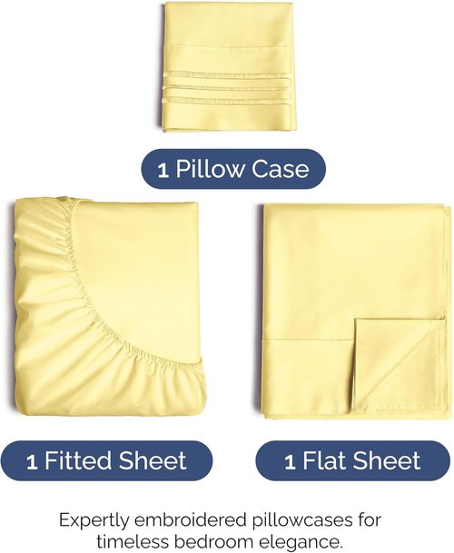 Hotel Luxury Twin XL Sheet Set by [Brand Name] - Comfy, Breathable & Cooling - Ultra-Soft, Deep Pockets - Yellow