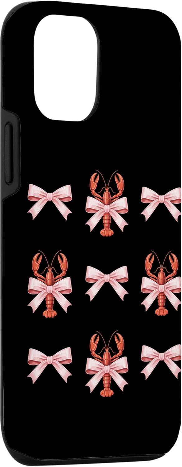 Crawfish Pink Coquette Bow Youth Women Girls Teens 12/12 Coquette Bow Aesthetic Cute Crawfish Lobsters Girls Women Case