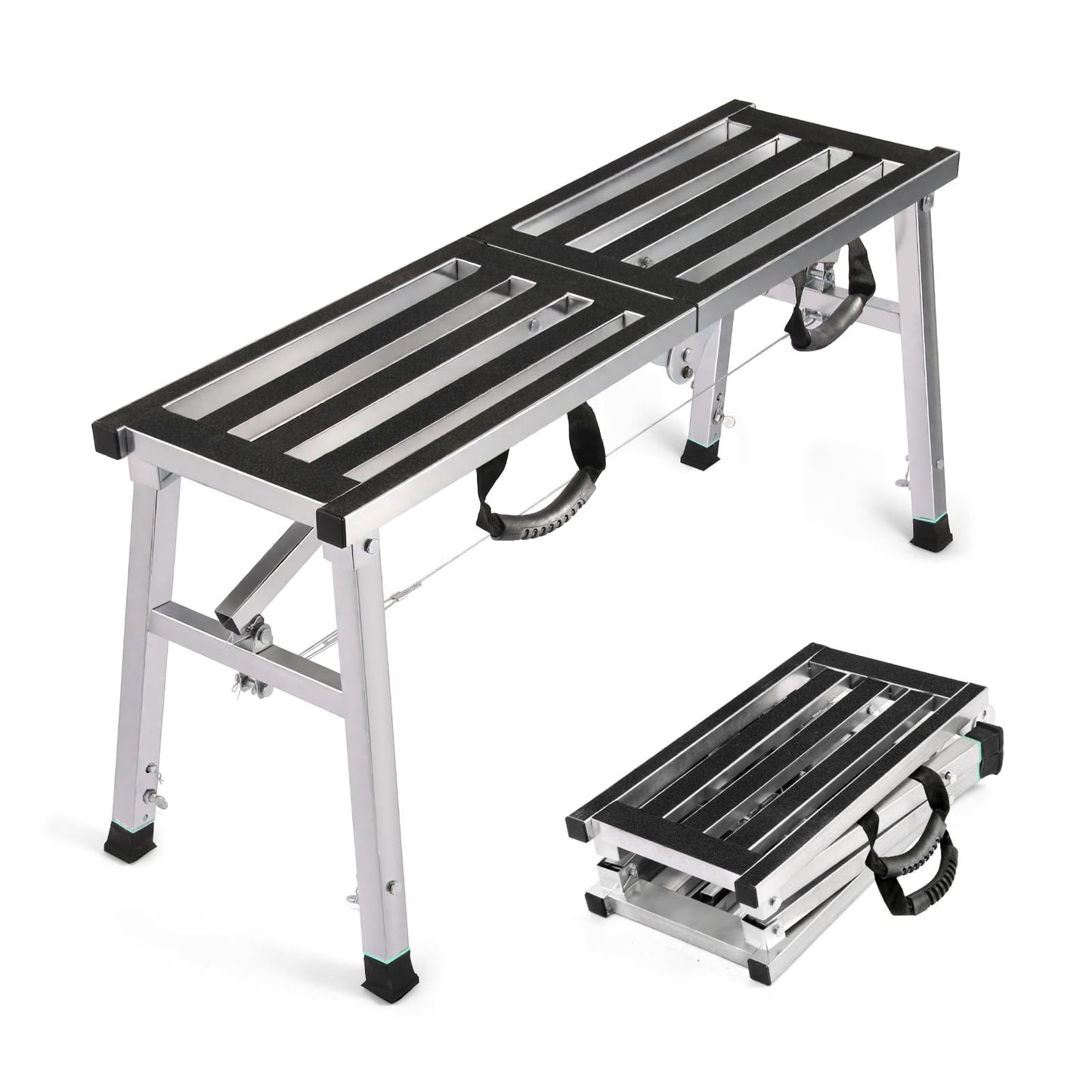 Folding Work Platform 400 Lbs, Height Adjustment 19-27"(H), Portable Steel Step Ladder Stool, Perfect for RV Cleaning, Home Painting and Reaching High Places
