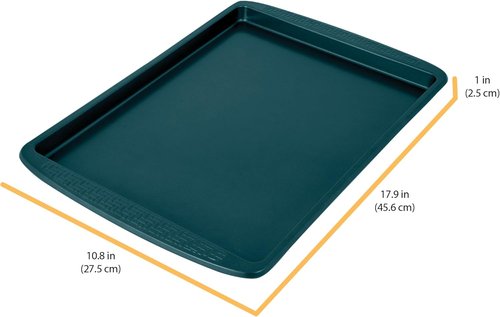 Chicago Metallic Large Nonstick Baking Sheet - 13x18 Inch Jelly Roll Pan in Emerald Green with Textured Grip Handles
