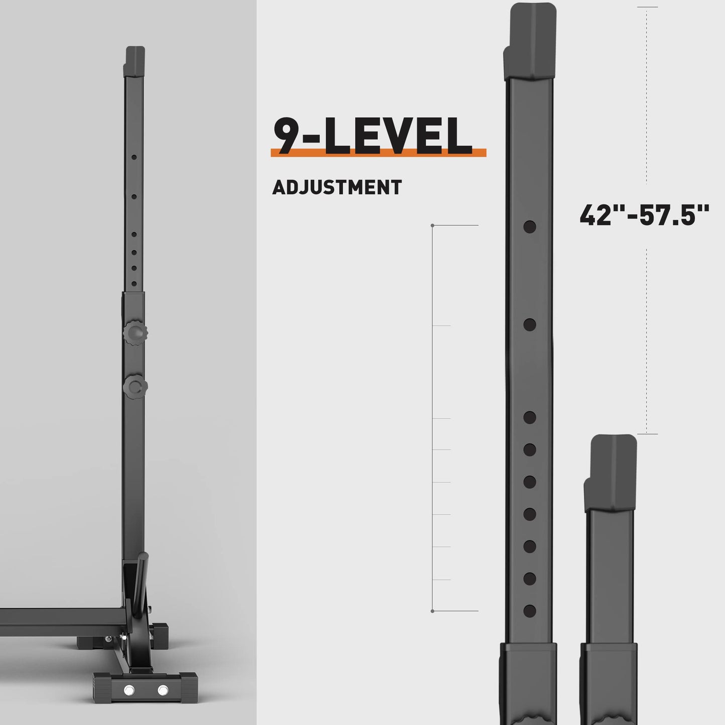 Elevens Squat Rack Stand Adjustable Bench Press Rack Barbell Rack Stand Multi-Function Weight Lifting Rack for Home Gym Strength Training Black 42 inches