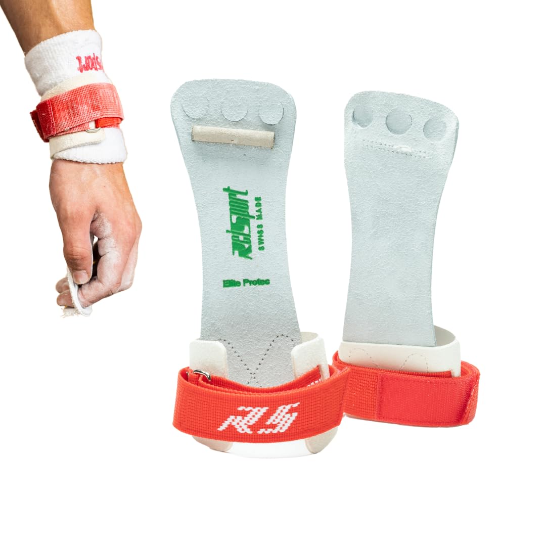 Reisport Protec High Bar Gymnastics Grips for Men - Triple Strength Leather Hand Grips for Gymnastics Bars - Gymnastics Equipment & Accessories for Advanced Gymnasts